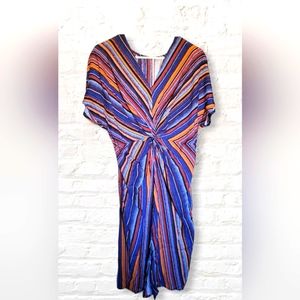 SHEIN Womens Striped Dress Knot Front Slit 100% cotton s